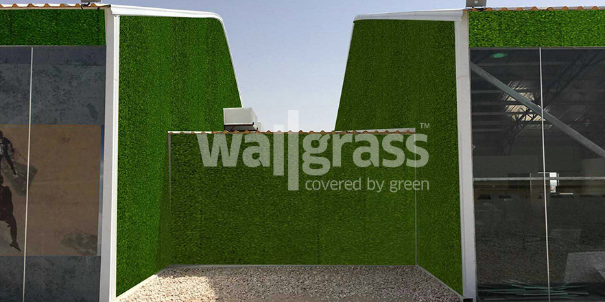 декор стен из зеленой травы